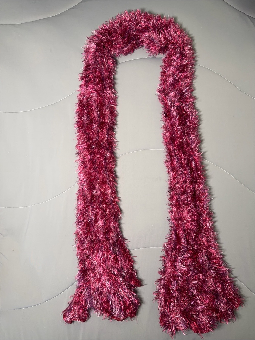 Plush Pink Eyelash Knit Scarf โ Womenโs Soft Fashion Wrap
